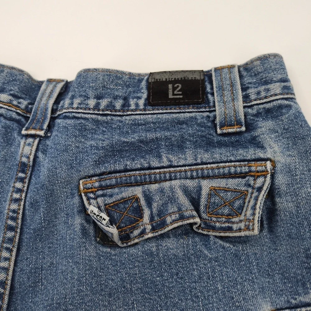 Vtg 1998 Levi's L2 Cargo Flap Pocket Denim Shorts Size 7 RARE Skater 90s Jorts